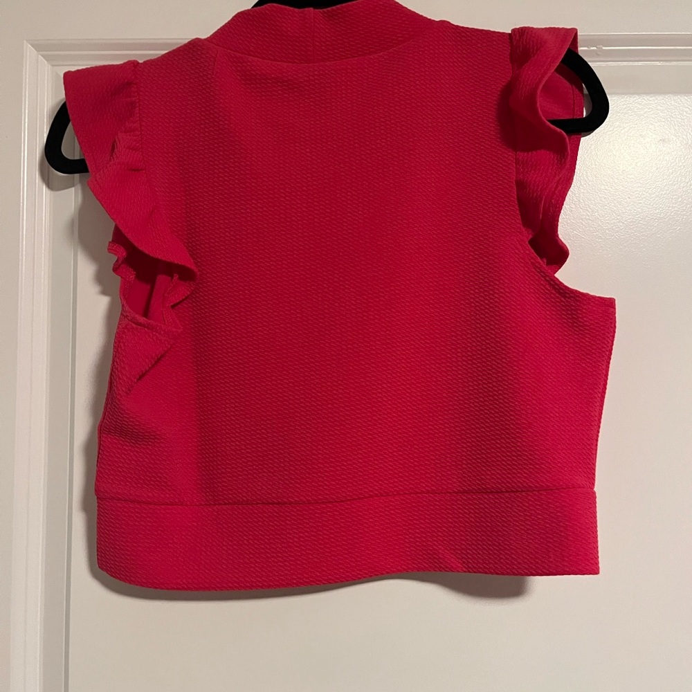 Pink Sleeveless Ruffle Mock Neck Top - Picture 3 of 3